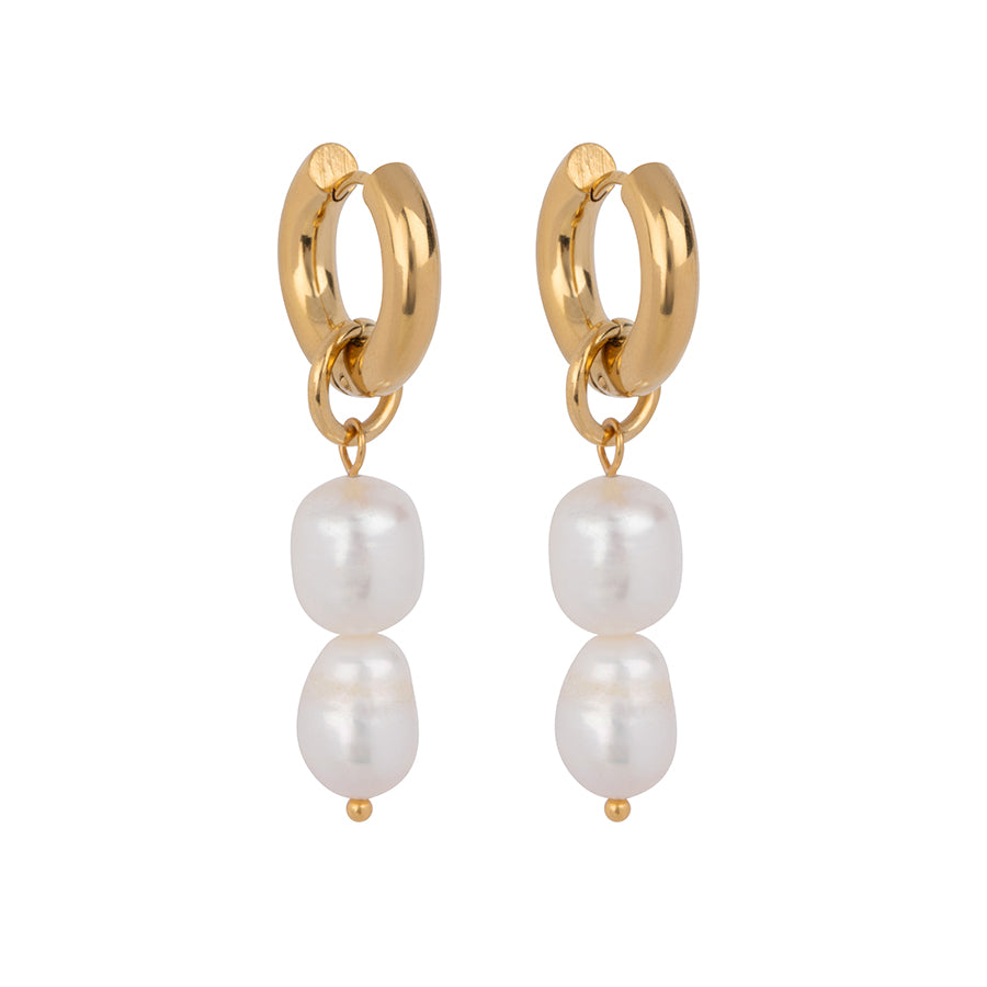 Double Pearl Hoops