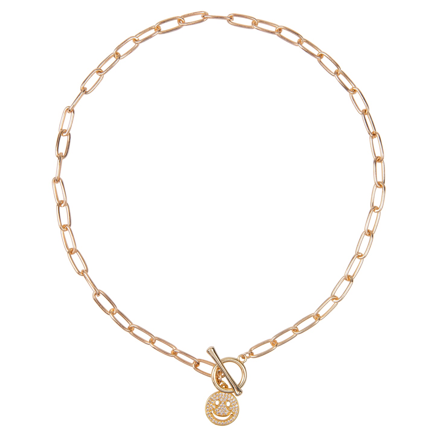 Glittery Smiley T Bar Necklace
