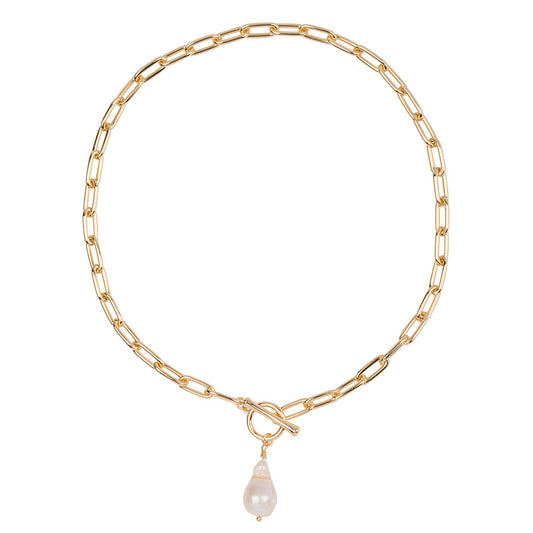 T Bar Pearl Chain Necklace